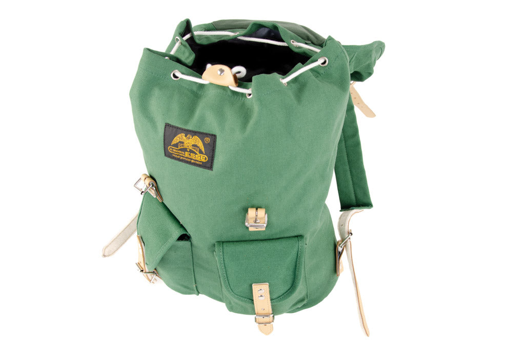 RU131 Baumwoll-Wander-Rucksack mit Echt-Leder-Strippen 15L Grün