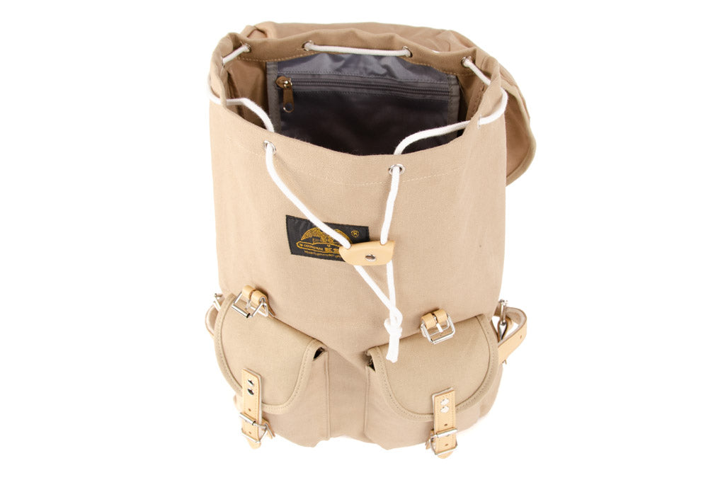 RU131 Baumwoll-Wander-Rucksack mit Echt-Leder-Strippen 15L Sand