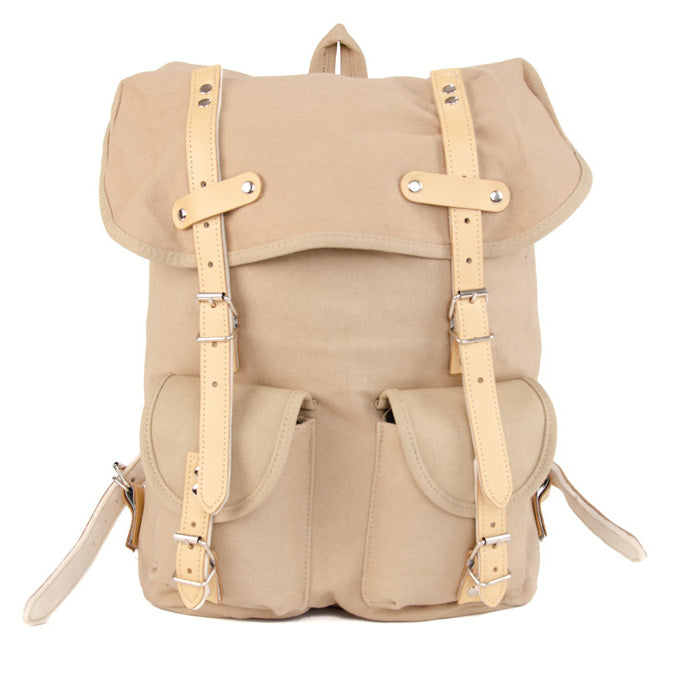 essl wanderrucksack RU131 Baumwoll-Wander-Rucksack mit Echt-Leder-Strippen 15L Sand – essl- rucksack
