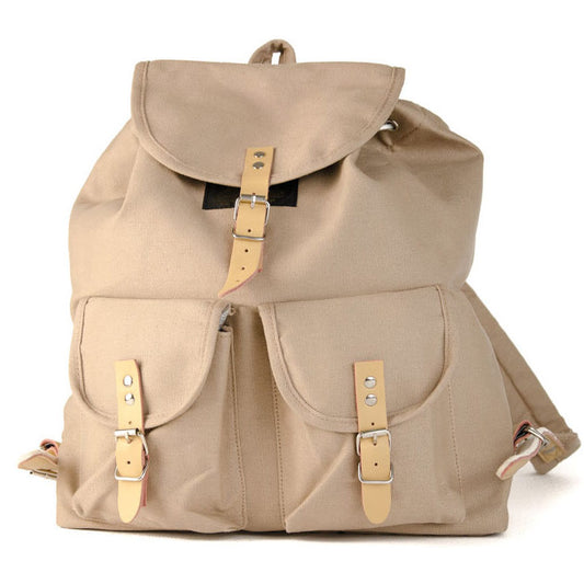 RU139 Baumwoll-Wander-Rucksack mit Echt-Leder-Strippen 15L Sand