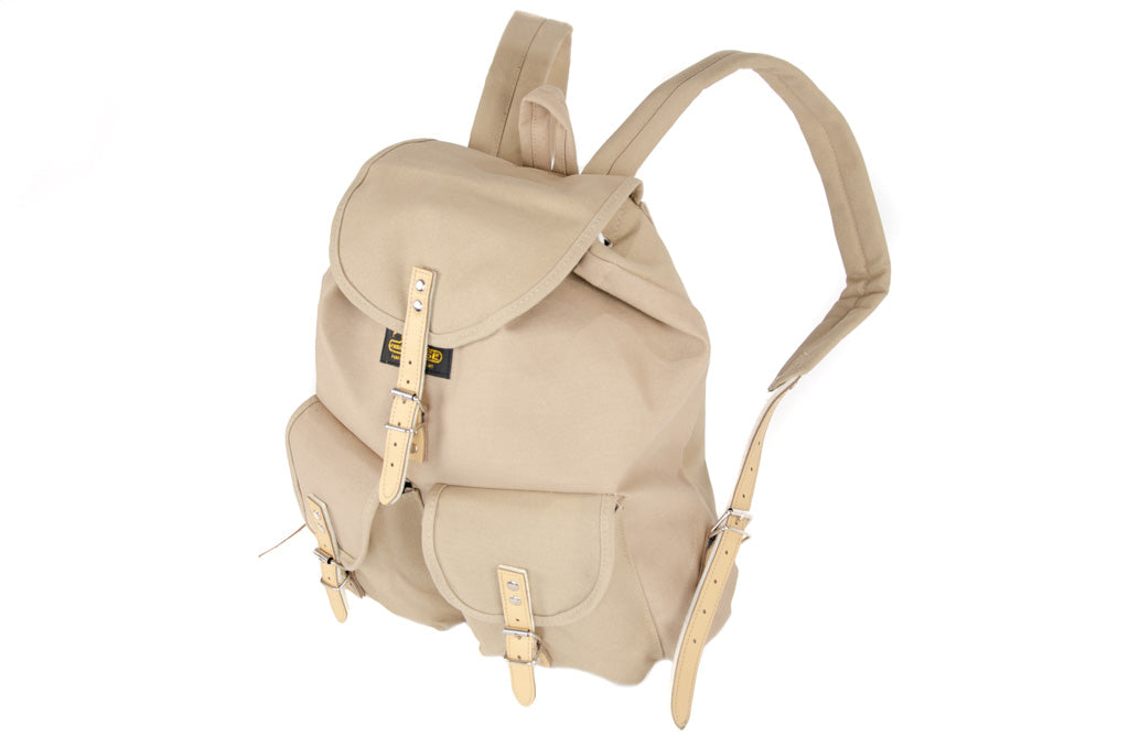 RU139 Baumwoll-Wander-Rucksack mit Echt-Leder-Strippen 15L Sand
